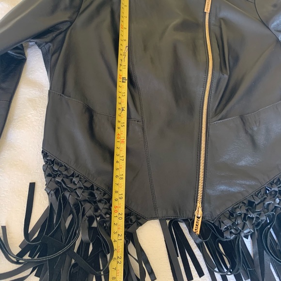 New Soft Black real Lamb leather Biker jacket Long leather tassels EUR 38 US 6-8 - Picture 16 of 16
